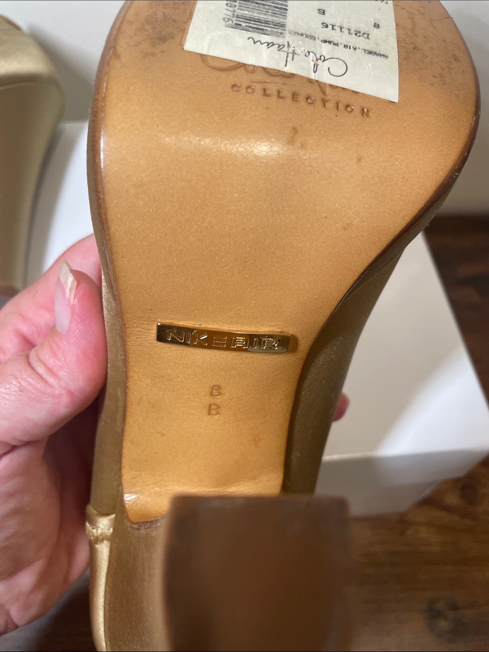 Cole Haan Gold Velvet Knot Bow Satin Pumps from the Nike Air Collection - Picture 8 of 9